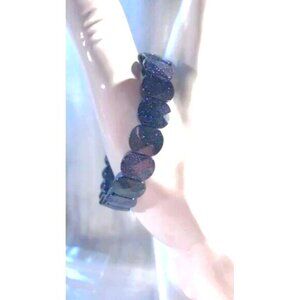 Blue Sandstone Stretch Bangle Bracelet
